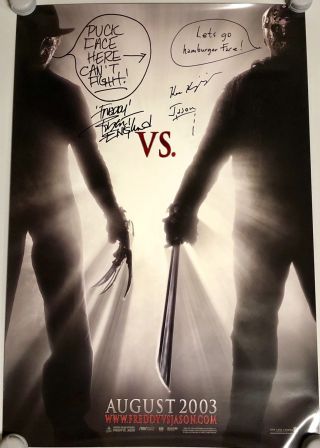 Freddy Vs Jason Signed Poster Robert Englund Kirzinger Rare Exact Proof