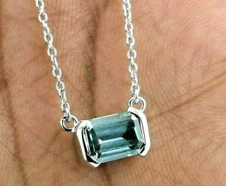 2.  95 Ct Rare Emerald Cut Blue Diamond Pendant,  Ideal Anniversary Gift