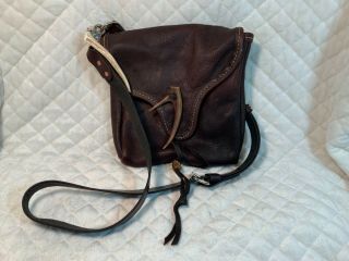 Vintage Handmade Brown Leather Mountain Man Possibles Bag Murse