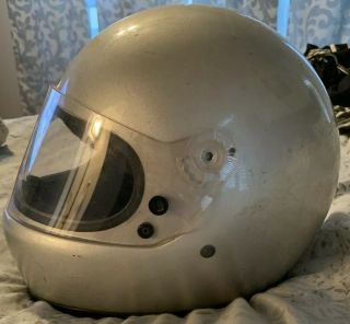 Vintage Silver Bell Star Motorcycle Helmet 1980 1982 7 1/8 57 Cm