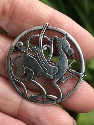Scottish Shetland Sterling Silver Quendale Beast Viking Dragon Brooch/pin