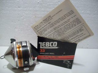 Vtg 1978 Zebco Model 33 Fishing Reel Nos Box & Paperwork