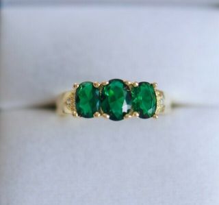 Antique Art Deco Vintage Gold Ring Emerald Sapphire White Stones Size 7 Or N