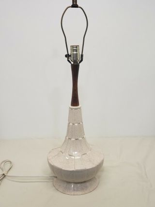 Vintage Mid - Century Atomic Danish Modern Ceramic Teak Table Lamp Space Age