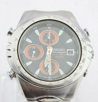 Vintage Mens Seiko Chronograph Quartz Watch 7t32 - 6h60 Jdm Japan E725/47.  3