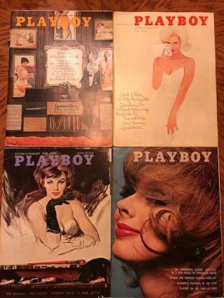 1962 Vintage Playboy Magazines,  Set Of 12,  With Centerfolds Intact