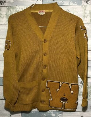 Vintage 40’s Sand Knit Letterman Sweater Washington High School Milwaukee