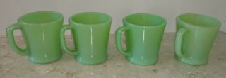 4 Vintage Jadeite Fire King " D " Handle Mugs