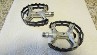 Vintage Suntour Xc Ii 2 9/16 " Bmx Pedals Black W/ Crupi Aluminum Spindles Axles