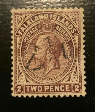 Falkland Islands 1928 Sc 52,  Sg115,  2 1/2d 2.  5d On 2d Purple - Brown Mh Very Rare