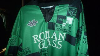 BRISTOL ROVERS 199OS VINTAGE ROMAN GLASS FOOTBALL SHIRT SIZE XL 2