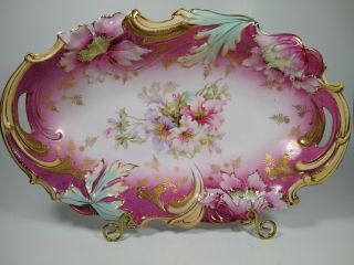 Vintage Germany Saxe Altenburg 12.  5 " Floral Bowl Dish - R.  S.  Prussia Style