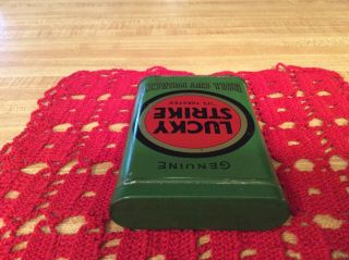 Vintage 1910 Lucky Strike Roll Cut Tobacco Green Vertical Pocket Tin, 5