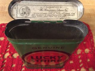 Vintage 1910 Lucky Strike Roll Cut Tobacco Green Vertical Pocket Tin, 7