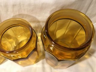 Vintage L.  E.  Smith 4 Piece Amber Gold Glass Canister Set with Lids EUC 5