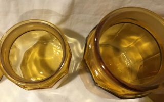 Vintage L.  E.  Smith 4 Piece Amber Gold Glass Canister Set with Lids EUC 6