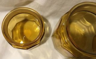 Vintage L.  E.  Smith 4 Piece Amber Gold Glass Canister Set with Lids EUC 7