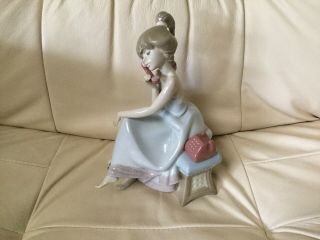 Vintage Lladro Chit - Chat Girl Figurine On Phone W/ Dalmatian Dog - 5466.