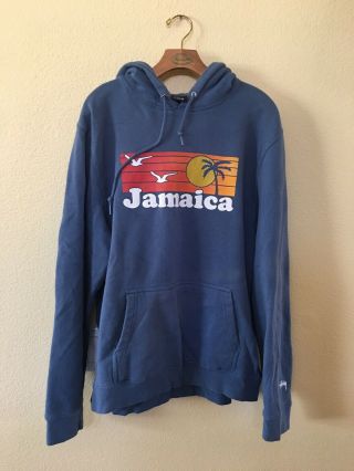 Vintage 90s Stussy Jamaica Hoodie Size Xl Made In Usa Pullover Sweatshirt