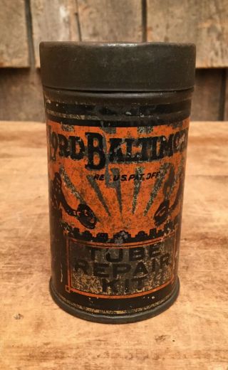 Rare Vintage ‘lord Baltimore’ Tire Tube Repair Kit Tin Can Sign Great Graphics