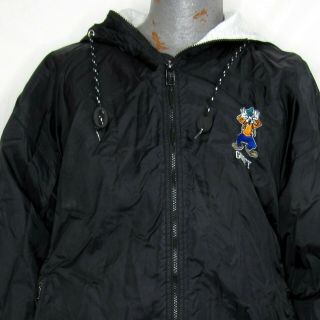 Vintage Disney Store Goofy Navy Black Nylon Hooded Jacket Size Xl Lined