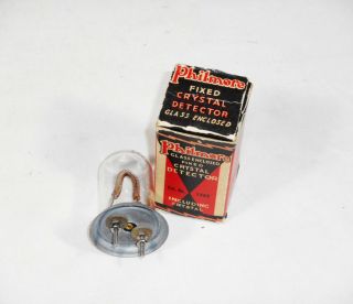 Vintage Philmore Crystal Radio Detector w/Glass Dome and Mineral & Box 3
