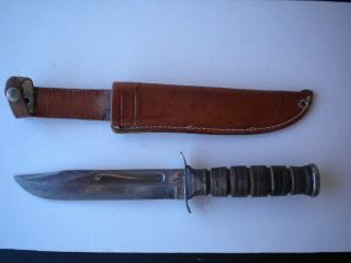 Vintage Us Camillus Ny Knife With Leather Sheath - Usa Vietnam Era?