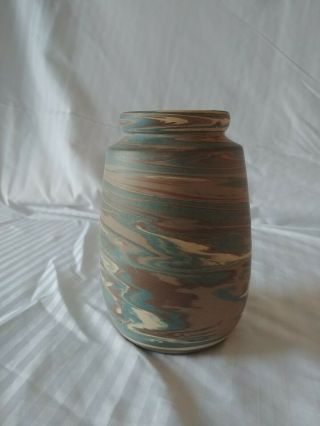 Vintage Niloak Mission,  Art Crafts,  Swirl Pottery Vase 6 1/2.  Marked