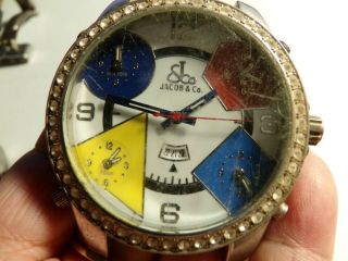 Vintage Jacob & Co.  Five Time Zone Watch x2.  One w/ Leather band inv.  3088 2