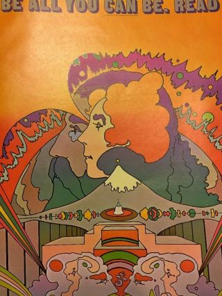 Vintage Peter Max Psychedelic Read Library Week Abstract Wall Art Pop Poster