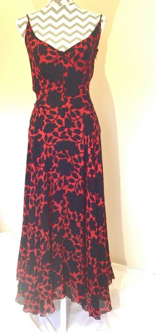 Katherine Hamnett,  Vintage Black And Red Silk Dress,  Size 10 - 12