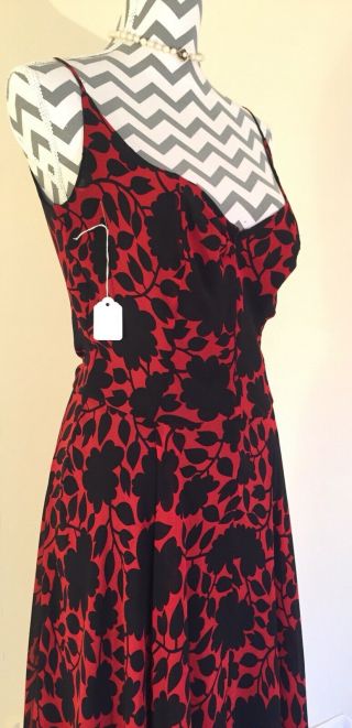 Katherine Hamnett,  Vintage Black and Red Silk Dress,  Size 10 - 12 5