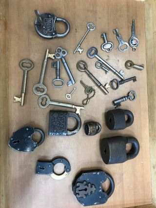 Assortment Of Old Vintage Padlocks With Out Keys Locksmith