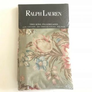 Ralph Lauren Vintage 2 In Pack King Pillowcases Charlotte Iv Green