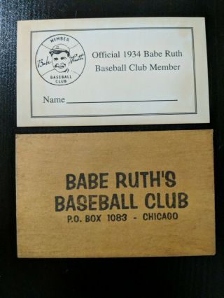1934 Babe Ruth Club Member Card,  Envelope (blank) Vintage