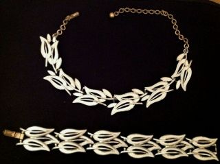 Vintage Chanel Silver Tone & Enamel Choker Necklace And Matching Bracelet Signed