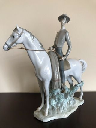 Rare Large Lladro Man On Horse Figurine With Defect
