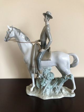Rare Large Lladro Man On Horse Figurine With Defect 6