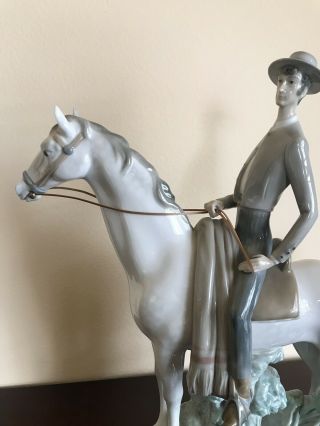 Rare Large Lladro Man On Horse Figurine With Defect 7