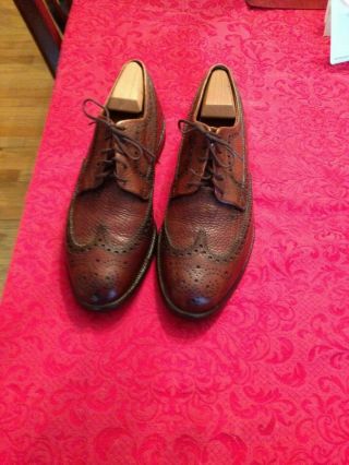 Vintage Florsheim Brown Leather Long Wing Bluchers Mens Dress Shoes Size 9.  5 D