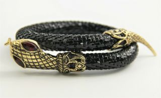 7.  5 " Estate Vintage Jewelry Black Mesh Snake Bypass Bracelet