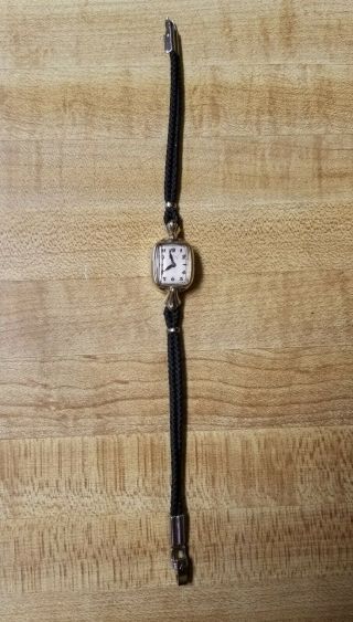 Vintage Lady Elgin 14k Solid Gold 19 Jewels Winding Watch For Repairs/ Parts