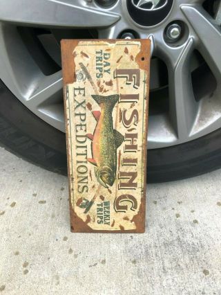 Vintage Old Fishing Bait & Tackle Sales Shop General Store Sign