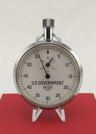 Rare Heuer U.  S Government Dial Stopwatch Timer Stop Watch Tag Military