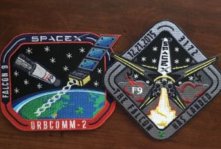 Spacex - Rare - “the Falcon Has Landed” & Orbcomm 2 Emp Numbered Mission Patches