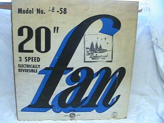 1 Vintage Lakewood 20 " Quality Fan Model P58 3 Speed Elect.  Reversible