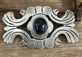 Vintage Mexican Taxco Sterling Silver & Amethyst Bird Brooch Pin