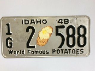 Vintage Idaho 1948 License Plate World Famous Potatoes Potato Rare