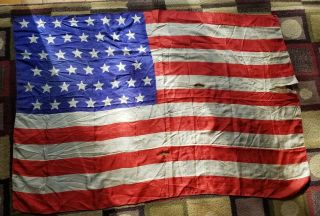 45 Star American Flag Printed Silk Rare Size 30 X 42 " 1896