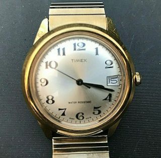 Vintage Timex 26561 Gold - Tone Water Resistant Wind - Up Automatic 33mm Men 